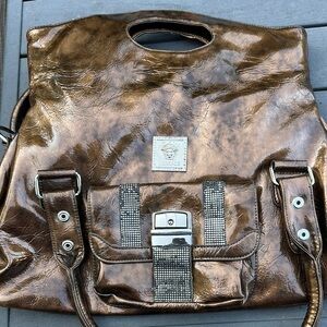 Bronze Metallic Bag with Silver Details